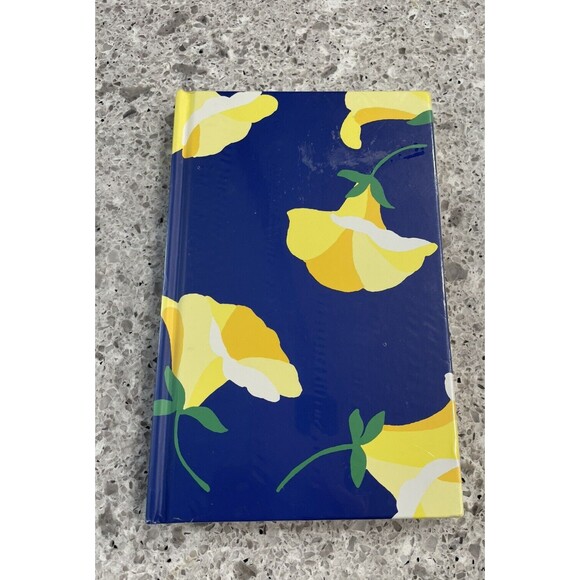 Kate Spade Blue Yellow flowers hardback Journal notes Ribbon Bookmark new - Picture 1 of 5